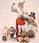 Norman Rockwell Canvas Paintings - The Circus Barker
